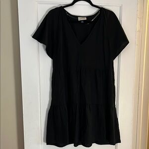 Black V-Neck Tiered Dress